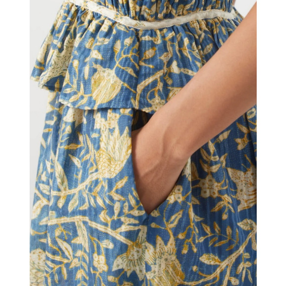 Ulla Johnson Endah Cotton Floral Print Ruffle Playsuit Romper Women's Size 6 - Picture 13 of 16